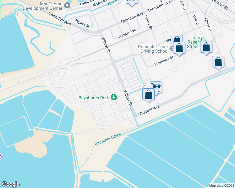 map of restaurants, bars, coffee shops, grocery stores, and more near 8534 Bayshores Avenue in Newark