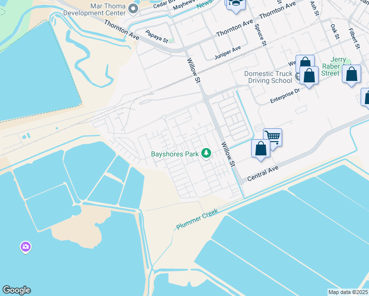 map of restaurants, bars, coffee shops, grocery stores, and more near 37627 Hickory Street in Newark