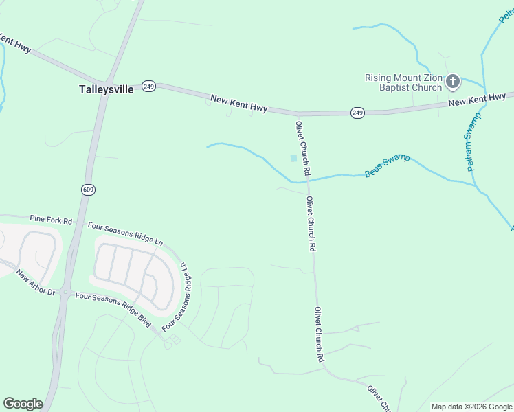 map of restaurants, bars, coffee shops, grocery stores, and more near 7844 Olivet Church Road in New Kent