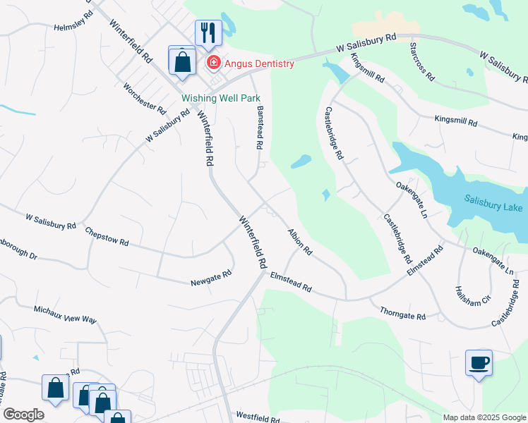 map of restaurants, bars, coffee shops, grocery stores, and more near 2050 Albion Road in Midlothian