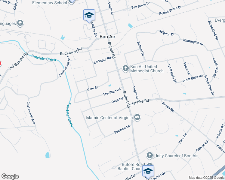 map of restaurants, bars, coffee shops, grocery stores, and more near 8636 Trevillian Road in Bon Air