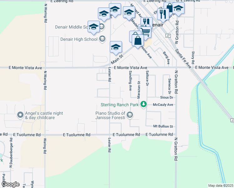 map of restaurants, bars, coffee shops, grocery stores, and more near 2905 Greff Court in Denair