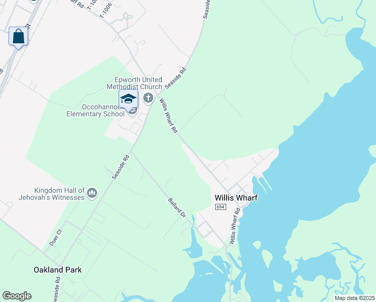 map of restaurants, bars, coffee shops, grocery stores, and more near 4268 Willis Wharf Road in Exmore