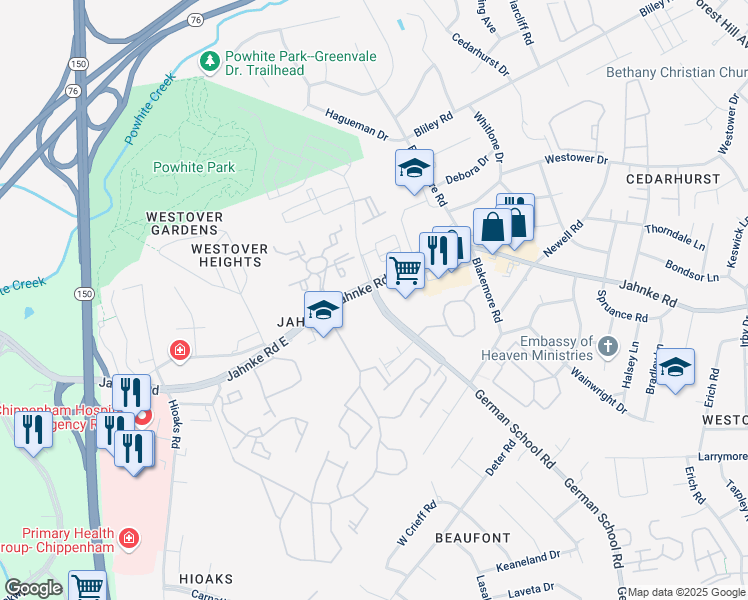 map of restaurants, bars, coffee shops, grocery stores, and more near in Richmond