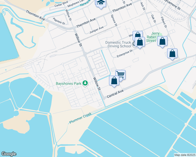 map of restaurants, bars, coffee shops, grocery stores, and more near 37721 Bay Crest Road in Newark