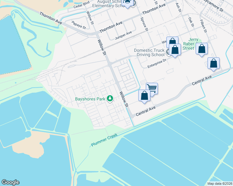 map of restaurants, bars, coffee shops, grocery stores, and more near 37578 Breakers Road in Newark