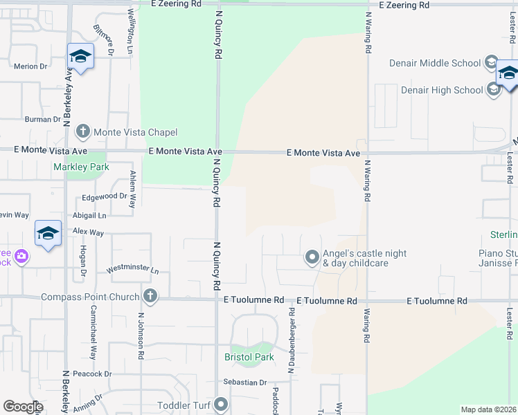 map of restaurants, bars, coffee shops, grocery stores, and more near 2880 North Quincy Road in Turlock