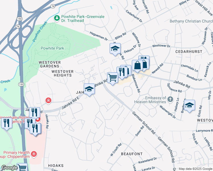 map of restaurants, bars, coffee shops, grocery stores, and more near in Richmond