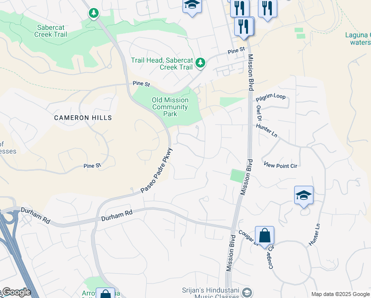 map of restaurants, bars, coffee shops, grocery stores, and more near 815 Praderia Circle in Fremont