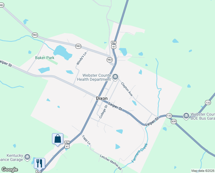 map of restaurants, bars, coffee shops, grocery stores, and more near 100-236 Main Street in Dixon