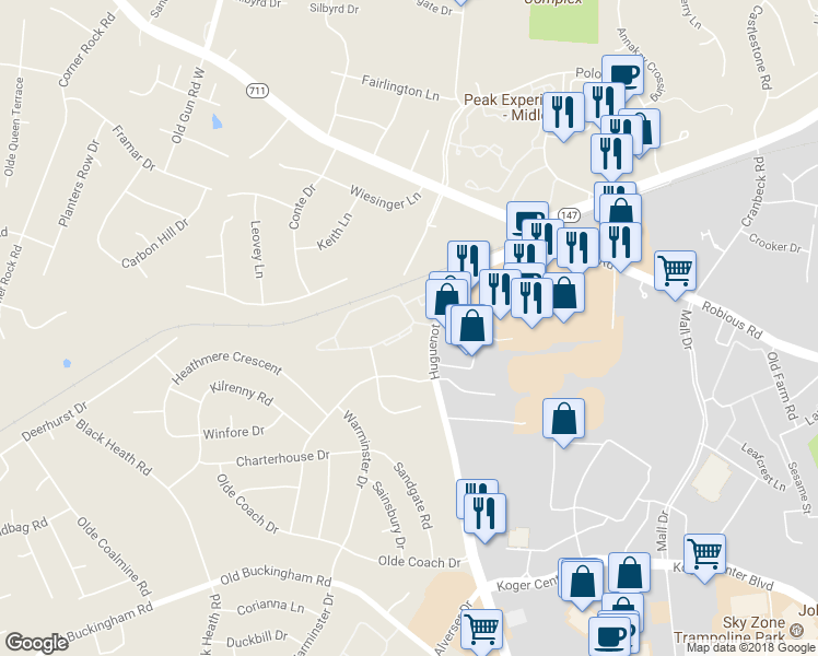 map of restaurants, bars, coffee shops, grocery stores, and more near 11713 South Briarpatch Drive in Midlothian