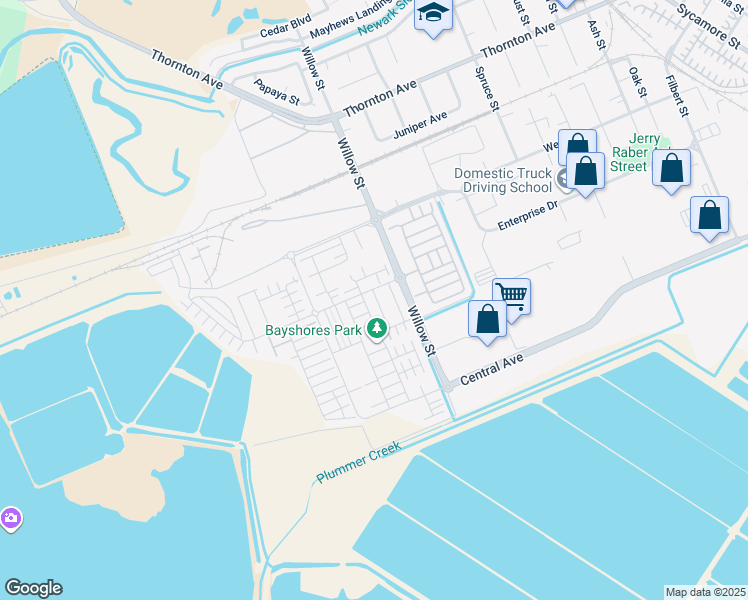 map of restaurants, bars, coffee shops, grocery stores, and more near 37553 Shelter Road in Newark