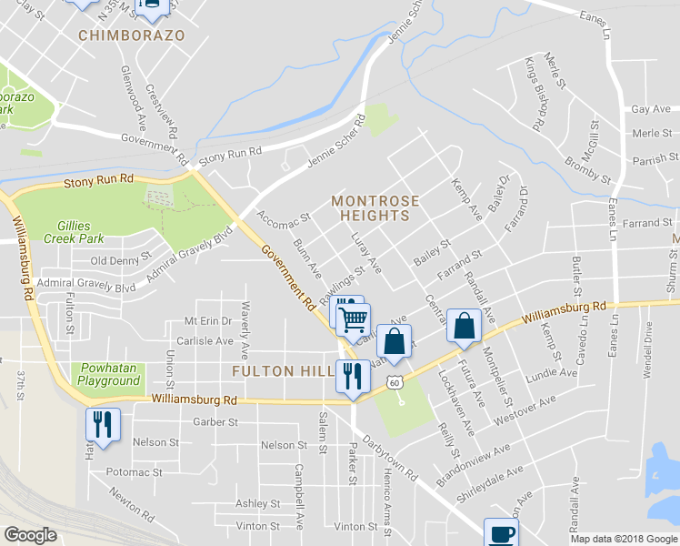 map of restaurants, bars, coffee shops, grocery stores, and more near 4607 Maverick Avenue in Richmond