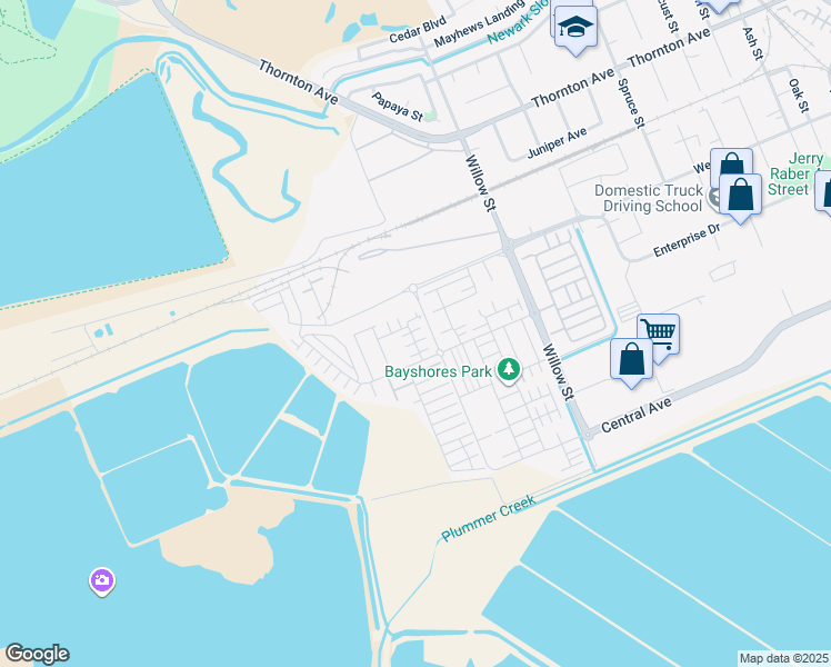 map of restaurants, bars, coffee shops, grocery stores, and more near 37456 Sand Drift Road in Newark