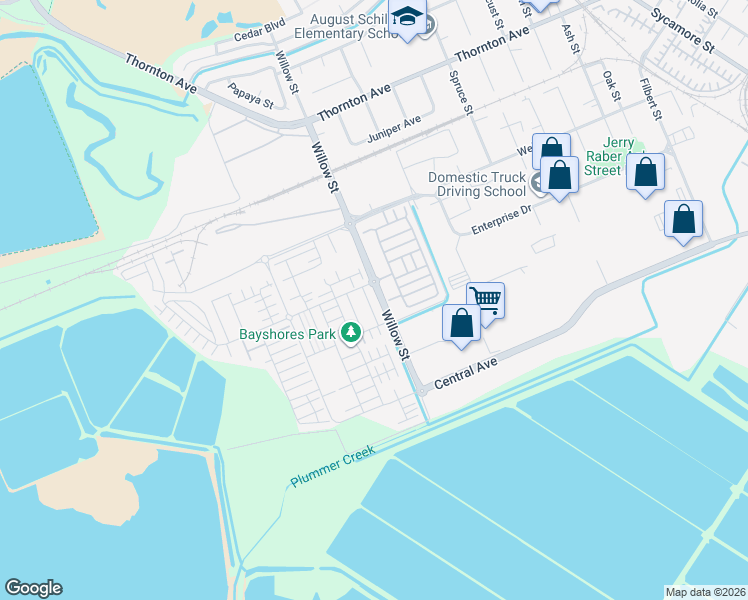 map of restaurants, bars, coffee shops, grocery stores, and more near 37578 Breakers Road in Newark