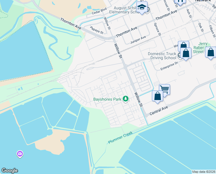 map of restaurants, bars, coffee shops, grocery stores, and more near 37515 Sea Bank Street in Newark