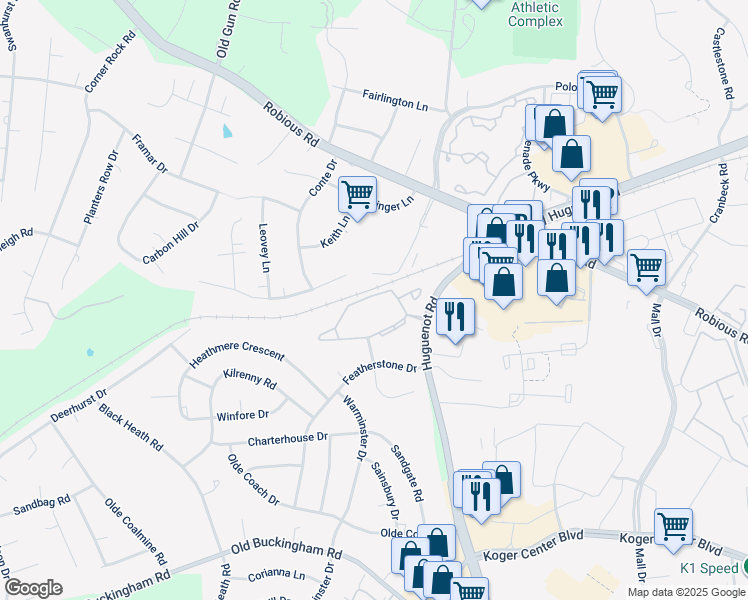 map of restaurants, bars, coffee shops, grocery stores, and more near 11787 North Briar Patch Drive in Midlothian