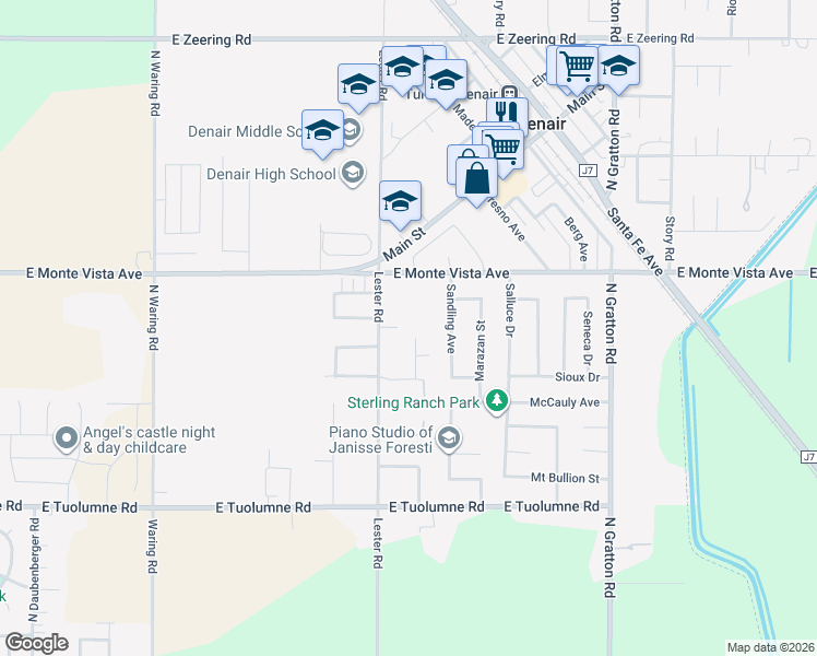 map of restaurants, bars, coffee shops, grocery stores, and more near 2905 Greff Court in Denair