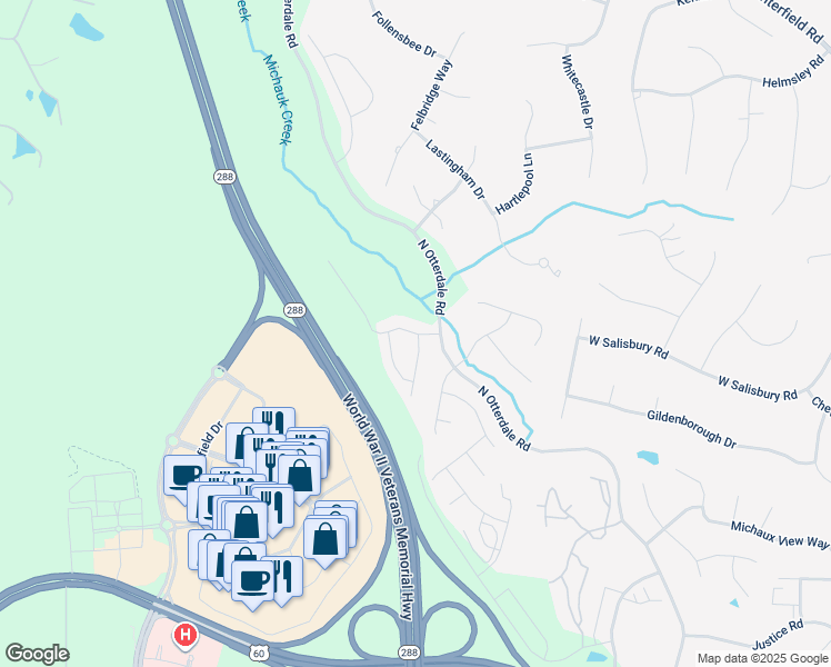 map of restaurants, bars, coffee shops, grocery stores, and more near 15055 St Ives Drive in Midlothian