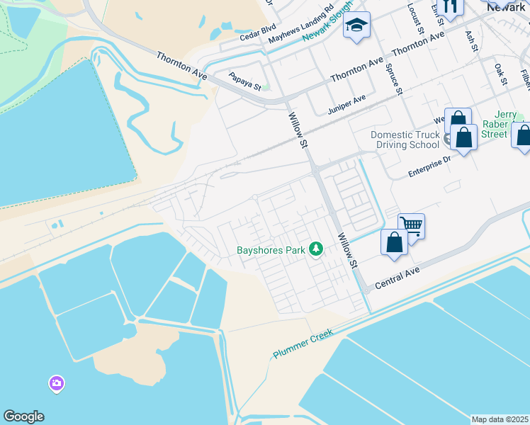map of restaurants, bars, coffee shops, grocery stores, and more near 37499 Sand Drift Road in Newark