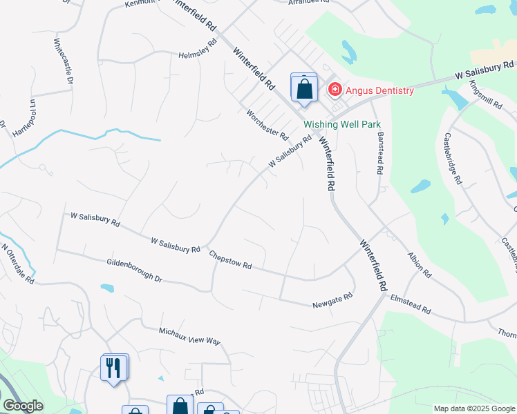 map of restaurants, bars, coffee shops, grocery stores, and more near 14319 Tunsberg Terrace in Midlothian