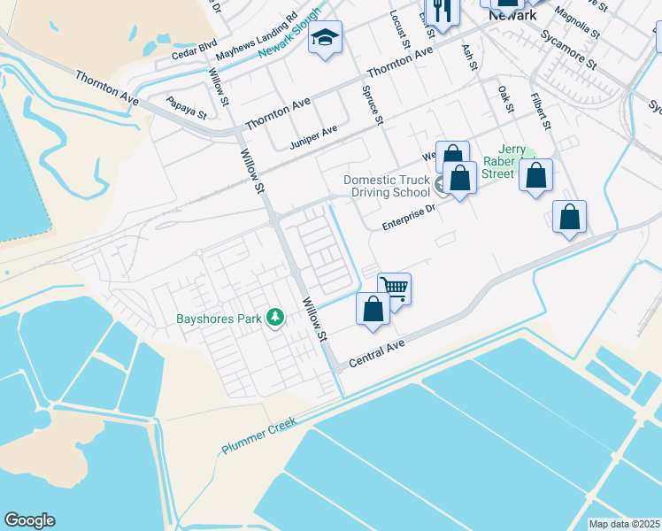 map of restaurants, bars, coffee shops, grocery stores, and more near 8360 Marine Way in Newark
