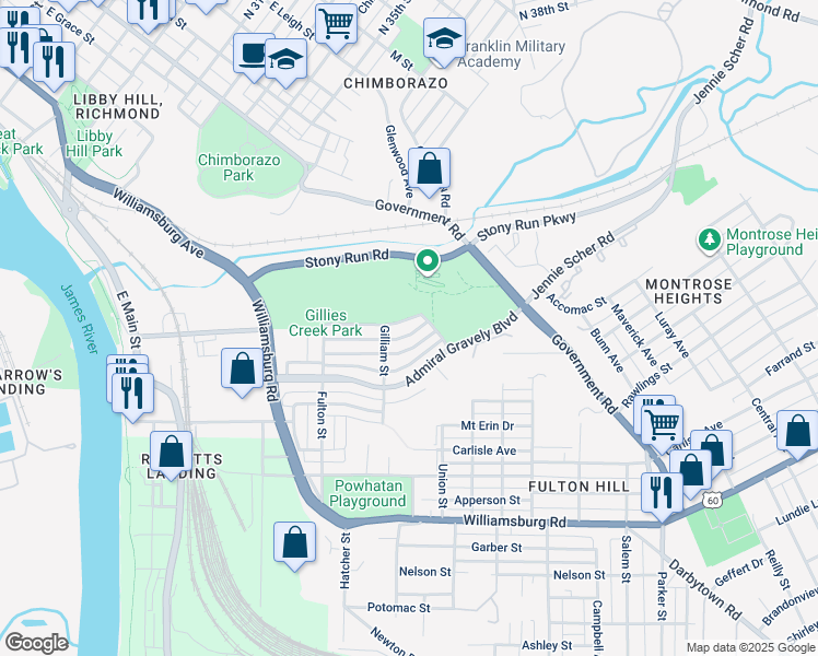 map of restaurants, bars, coffee shops, grocery stores, and more near 917 Old Nicholson Street in Richmond