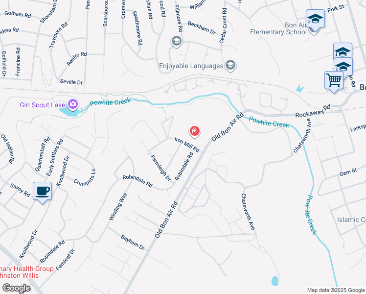 map of restaurants, bars, coffee shops, grocery stores, and more near 1925 Hollingsworth Drive in Richmond