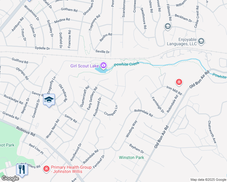 map of restaurants, bars, coffee shops, grocery stores, and more near 2400 Lochness Road in Richmond