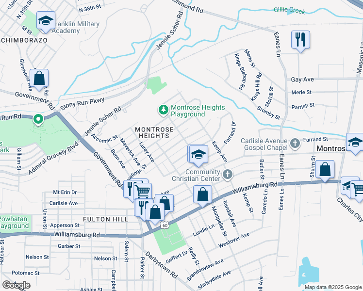 map of restaurants, bars, coffee shops, grocery stores, and more near 2021 Rawlings Street in Richmond