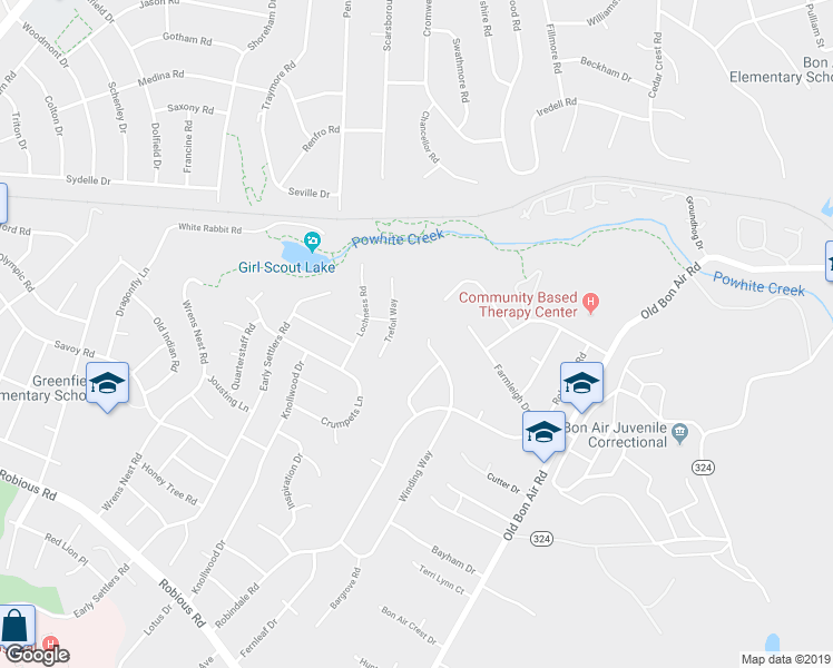 map of restaurants, bars, coffee shops, grocery stores, and more near 1812 Winding Way in Richmond