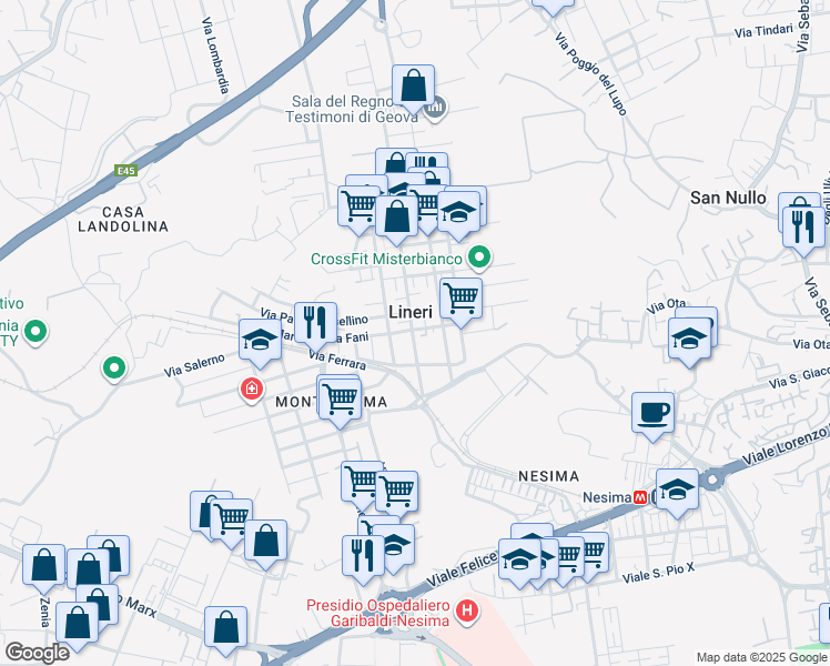 map of restaurants, bars, coffee shops, grocery stores, and more near 60 Via Lenin in Lineri