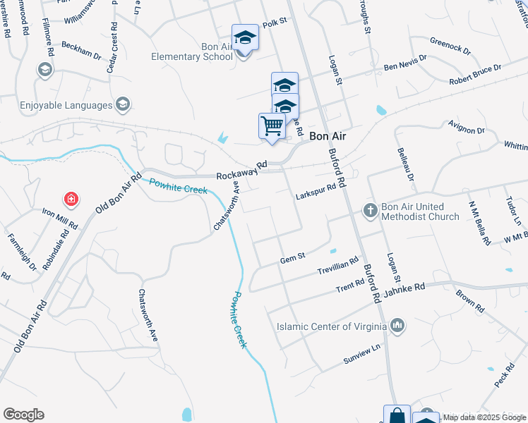map of restaurants, bars, coffee shops, grocery stores, and more near 1732 Pulliam Street in Richmond