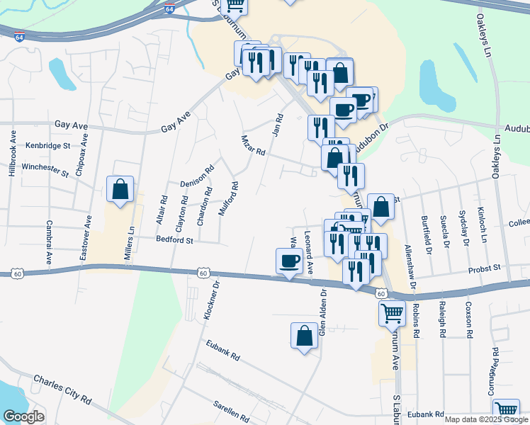 map of restaurants, bars, coffee shops, grocery stores, and more near 4904 Stonewall Avenue in Richmond