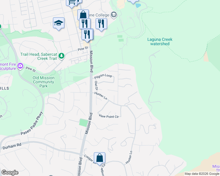 map of restaurants, bars, coffee shops, grocery stores, and more near 298 Freedom Court in Fremont