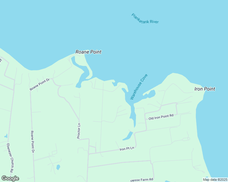 map of restaurants, bars, coffee shops, grocery stores, and more near Warehouse Cove Road in Mathews County