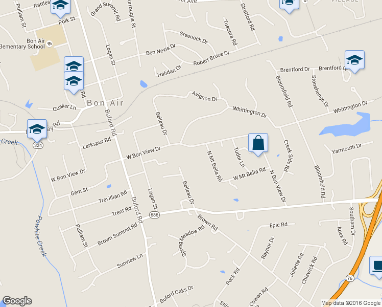 map of restaurants, bars, coffee shops, grocery stores, and more near 8231 West Bon View Drive in Richmond