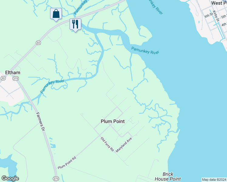 map of restaurants, bars, coffee shops, grocery stores, and more near 8045 Plum Hill Lane in West Point