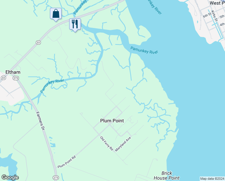 map of restaurants, bars, coffee shops, grocery stores, and more near 8045 Plum Hill Lane in West Point