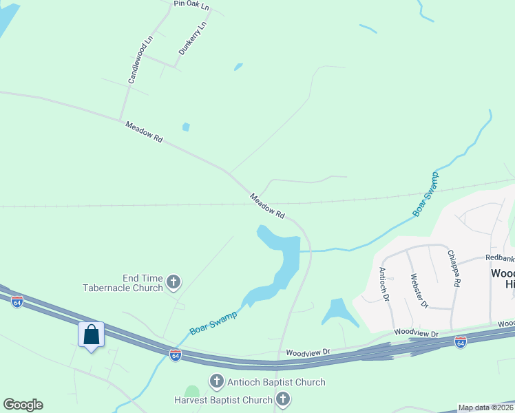 map of restaurants, bars, coffee shops, grocery stores, and more near 3480 Meadow Road in Sandston