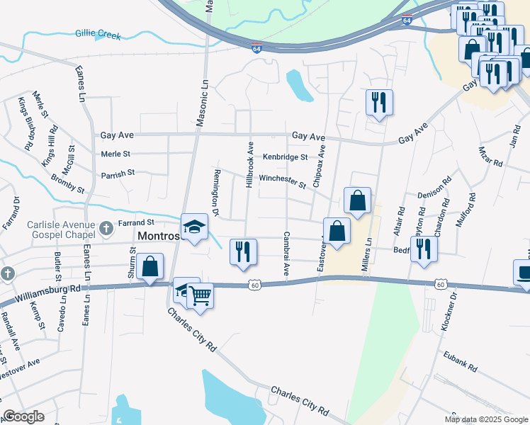 map of restaurants, bars, coffee shops, grocery stores, and more near 3107 Denver Street in Richmond