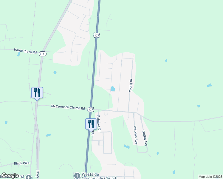 map of restaurants, bars, coffee shops, grocery stores, and more near Roman Road in Stanford