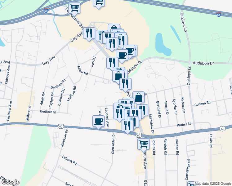 map of restaurants, bars, coffee shops, grocery stores, and more near 4711 Summerest Avenue in Richmond