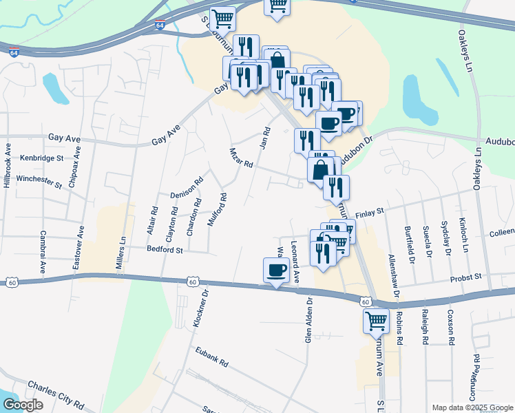 map of restaurants, bars, coffee shops, grocery stores, and more near 4812 Stonewall Avenue in Richmond