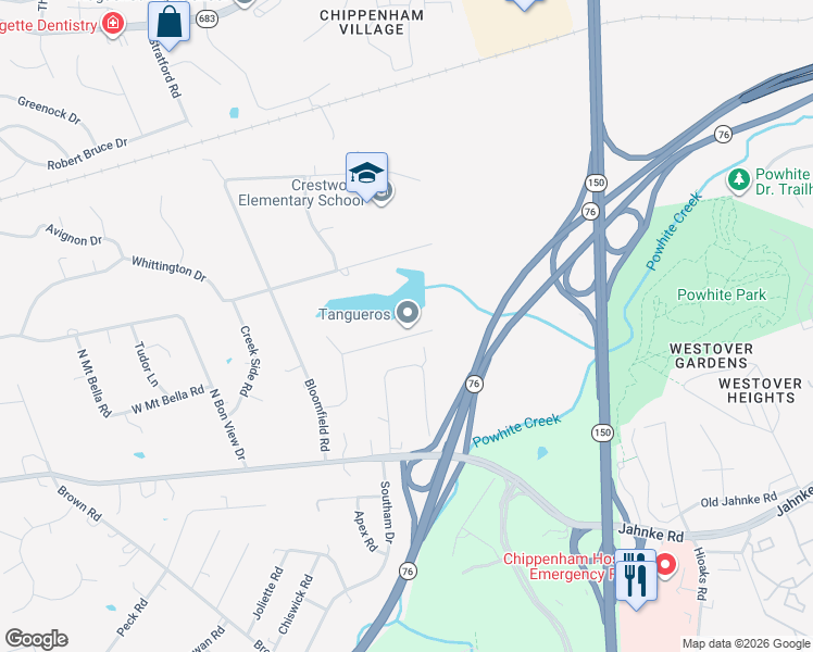 map of restaurants, bars, coffee shops, grocery stores, and more near 7622 Yarmouth Drive in Richmond