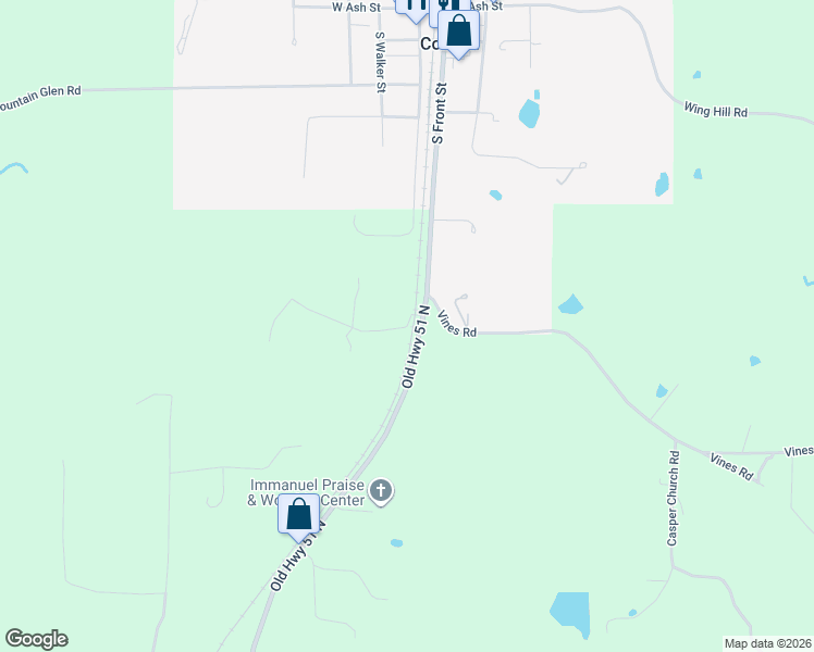 map of restaurants, bars, coffee shops, grocery stores, and more near 132 Pine Tree Lane in Cobden