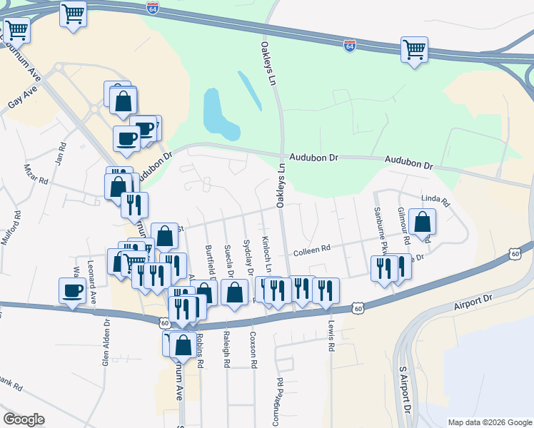 map of restaurants, bars, coffee shops, grocery stores, and more near 4800 Kinloch Ln in Richmond