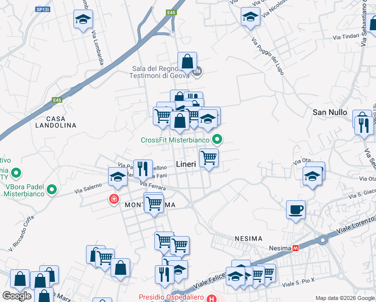 map of restaurants, bars, coffee shops, grocery stores, and more near 3 Via Niccolò Machiavelli in Lineri
