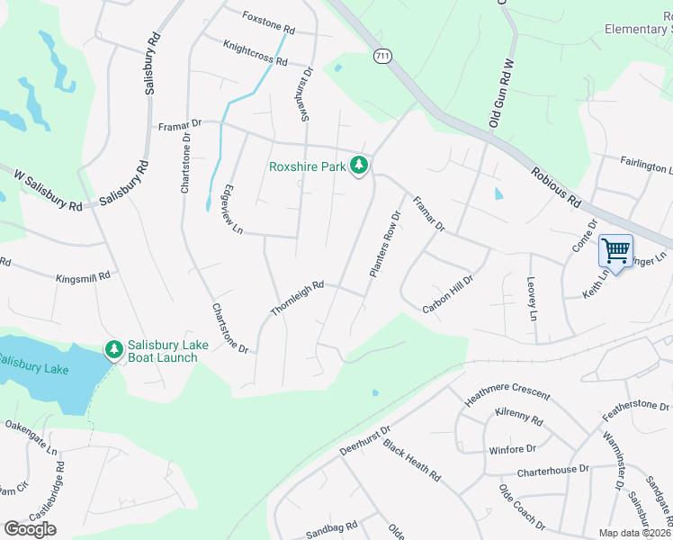 map of restaurants, bars, coffee shops, grocery stores, and more near 2200 Corner Rock Road in Midlothian