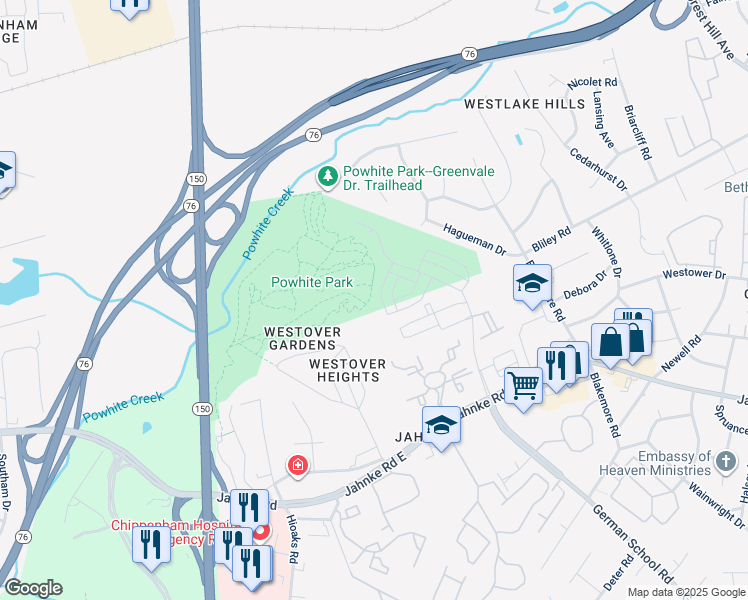 map of restaurants, bars, coffee shops, grocery stores, and more near 6532 Vischer Road in Richmond